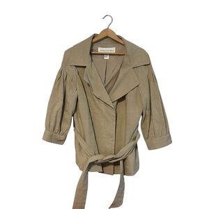 Vintage Doncaster Linen Blend Top Jacket Short Sleeve Belted Size 14